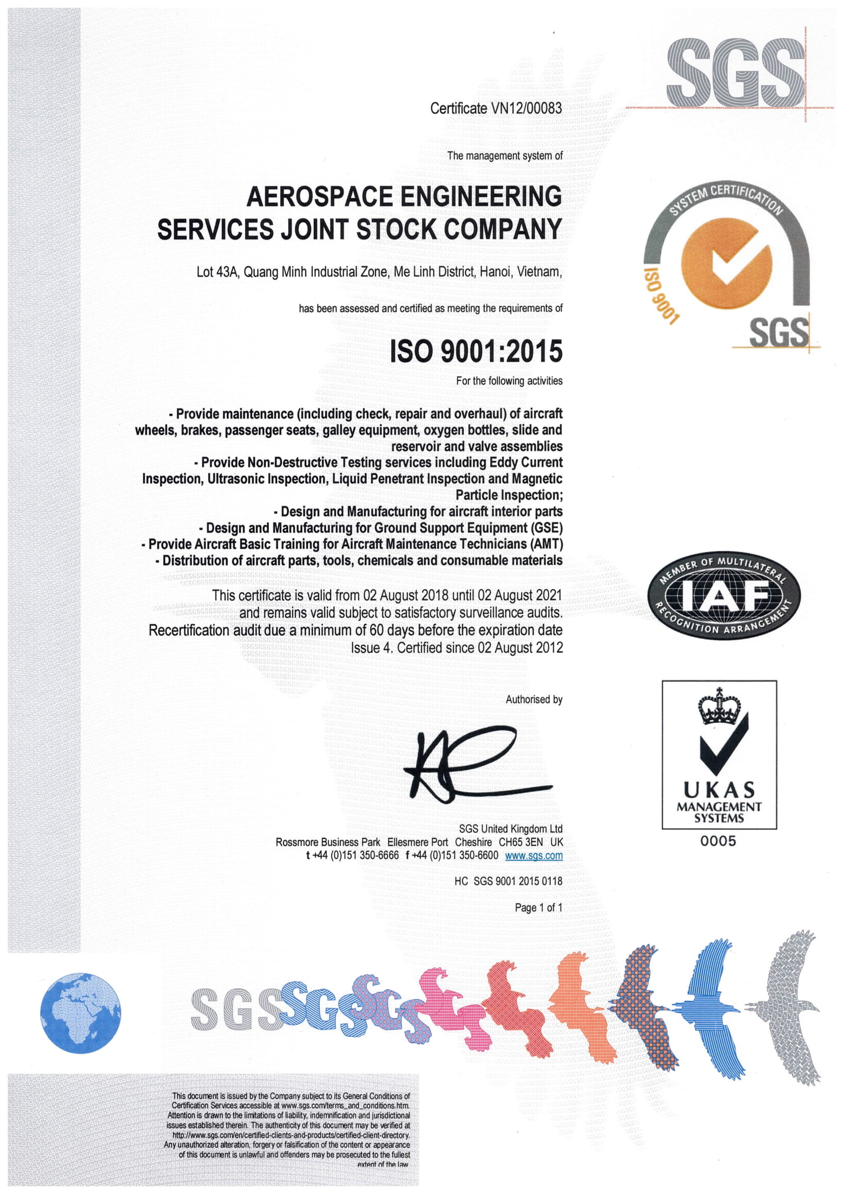 Chứng Chỉ Công Nhận Phù Hợp ISO 9001-2015